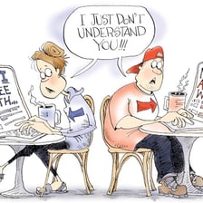 An illustration representing a biased angle on a news story