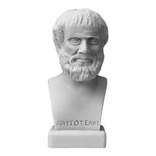 A marble bust representing the Greek philosopher Aristotle.
