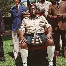 Forest Whitaker portraying Idi Amin in The Last King of Scotland
