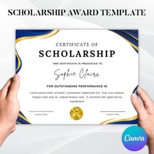 A student receiving an academic scholarship certificate