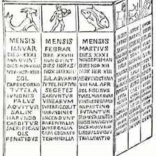 An illustration of an ancient Roman calendar