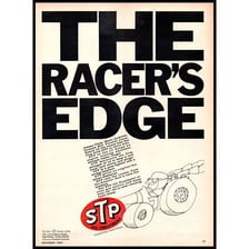 A vintage STP automotive-racing advertisement