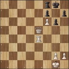 A chessboard positioned for a game, with pieces near a checking move.