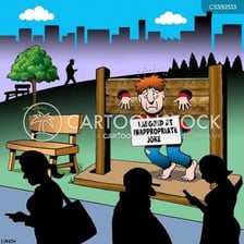 A comedy performance showing an audience reacting to an overly provocative joke