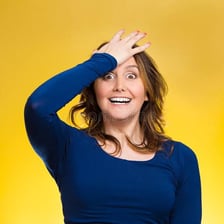 A person showing surprise after realizing something