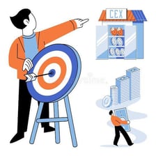 An illustration of a person aiming toward a target.