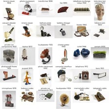 Objects arranged into labeled categories by type