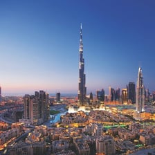 The Burj Khalifa rising above the Dubai skyline.