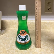 A vintage bottle of Prell shampoo.