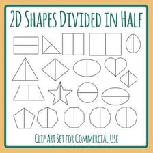 A geometric figure divided into two equal parts