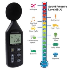 A sound-level meter registering a very high reading