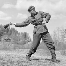A historical image depicting a Molotov cocktail.