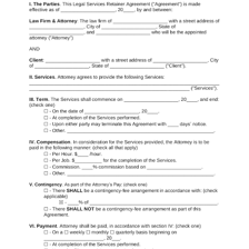 Legal paperwork associated with a lawyer’s retainer fee.
