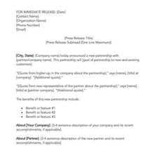 A press release document prepared for distribution to news media