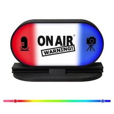 Video-call interface showing a muted microphone warning