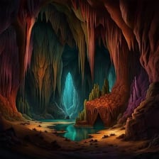 A dark cave-like hideaway representing a villain’s lair.