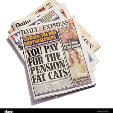 A tabloid newspaper featuring a sensational headline.
