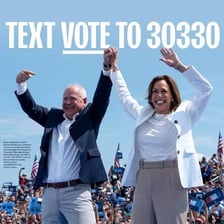 An election winner celebrating after a successful vote