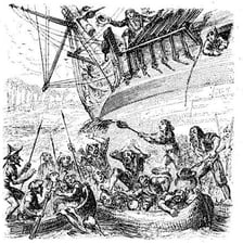 A somber illustration depicting harsh, violent treatment.