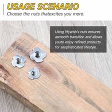 A metal T-nut used as a woodworking fastener.
