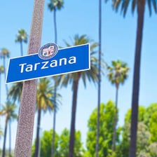 A street scene or sign identifying Tarzana in Los Angeles.