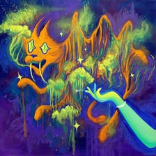 A surreal illustration evoking a disorienting fever dream