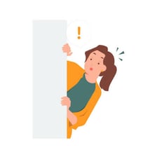 Illustration of a curious person peeking around a corner