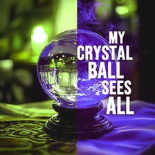 A clairvoyant looking into a crystal ball
