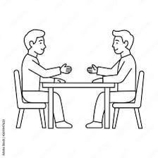 Two people shown agreeing during a conversation.