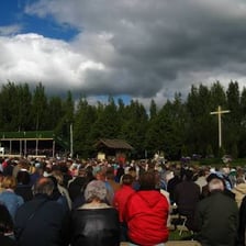 A gathering of members of a distinct religious group.