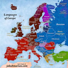 A map showing the distribution of Slavic languages and peoples in Europe.