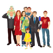A family group including a mother and her brothers.