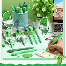 A novelty writing pen designed to look like a pickle