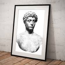 An artistic reconstruction or bust representing Galen, the ancient Greek physician.