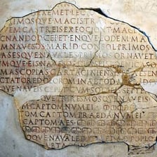 An ancient Roman inscription displaying Latin text.