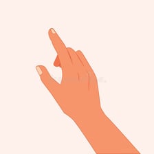 A hand indicating one object while another object is set aside.