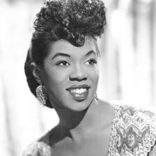 A portrait of jazz singer Sarah Vaughan.