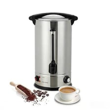 A stainless-steel beverage urn used for catering