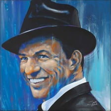 A portrait of Frank Sinatra showing his blue eyes.