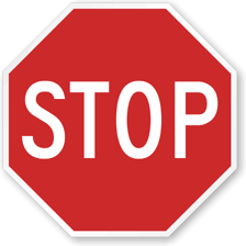 A red stop sign representing an end or halt.
