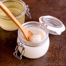 Lard and suet displayed as cooking fats