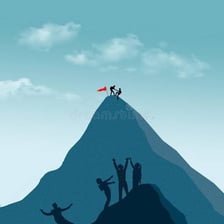 A climber standing on a mountain summit