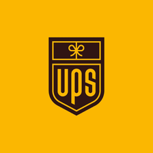 The brown and gold shield-shaped UPS logo