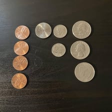 A visibly small amount of coins representing an inadequate sum