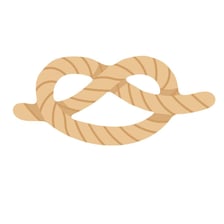 A length of rope forming several tight knots.