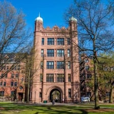 A view of Yale University buildings in New Haven, Connecticut.