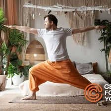 A person practicing yoga in a studio