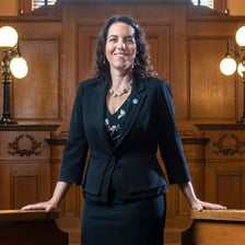 A district attorney presenting a case in court