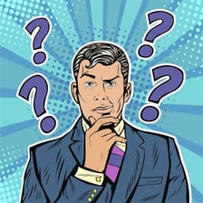A person with a questioning, skeptical expression.