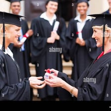 Students participating in a graduation ceremony.